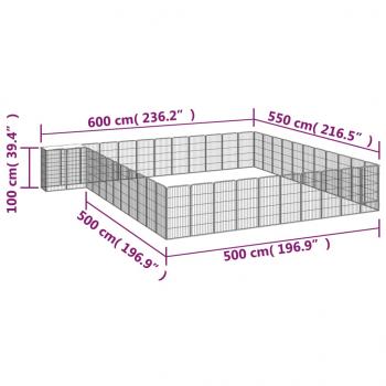 46-tlg. Hundelaufstall Schwarz 50x100cm Stahl Pulverbeschichtet