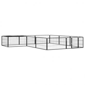 ARDEBO.de - 12-tlg. Hundelaufstall Schwarz 100x50cm Stahl Pulverbeschichtet