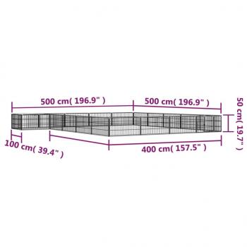 20-tlg. Hundelaufstall Schwarz 100x50cm Stahl Pulverbeschichtet