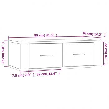 TV-Wandschrank Braun Eichen-Optik 80x36x25 cm Holzwerkstoff