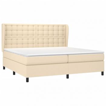 Boxspringbett mit Matratze Creme 200x200 cm Stoff