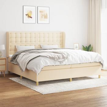 ARDEBO.de - Boxspringbett mit Matratze Creme 200x200 cm Stoff