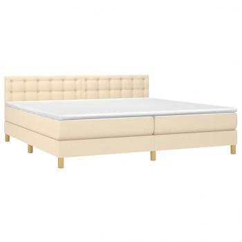 Boxspringbett mit Matratze & LED Creme 200x200 cm Stoff