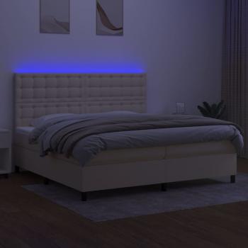 Boxspringbett mit Matratze & LED Creme 200x200 cm Stoff