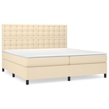 Boxspringbett mit Matratze Creme 200x200 cm Stoff