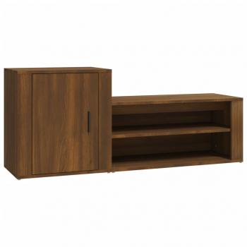 Schuhschrank Braun Eichen-Optik 130x35x54 cm Holzwerkstoff