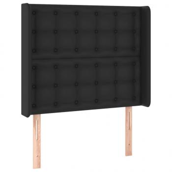 Kopfteil mit Ohren Schwarz 83x16x118/128 cm Kunstleder