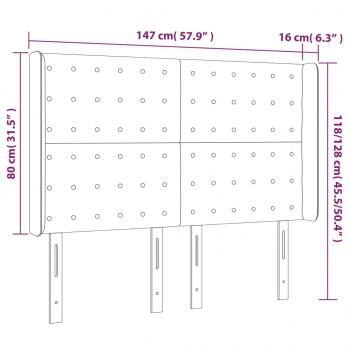 Kopfteil mit Ohren Taupe 147x16x118/128 cm Stoff