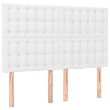 LED Kopfteil Weiß 144x5x118/128 cm Kunstleder