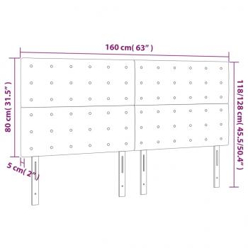 LED Kopfteil Weiß 160x5x118/128 cm Kunstleder