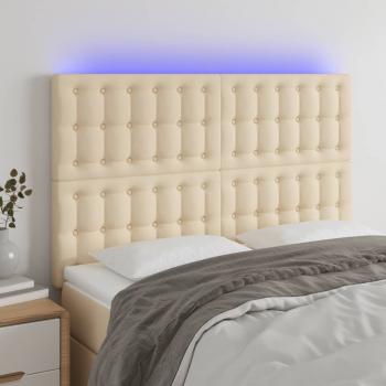 ARDEBO.de - LED Kopfteil Creme 144x5x118/128 cm Stoff