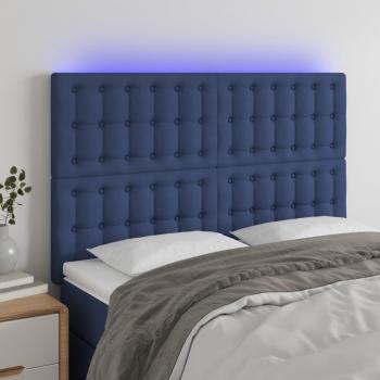 ARDEBO.de - LED Kopfteil Blau 144x5x118/128 cm Stoff