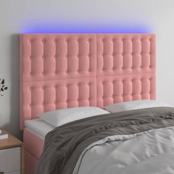 ARDEBO.de - LED Kopfteil Rosa 144x5x118/128 cm Samt