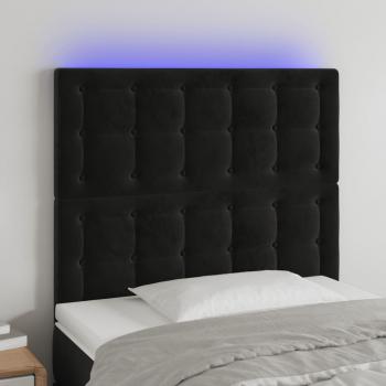 ARDEBO.de - LED Kopfteil Schwarz 80x5x118/128 cm Samt