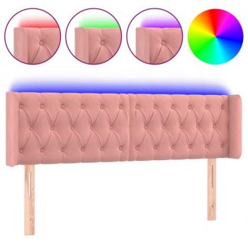 LED Kopfteil Rosa 163x16x78/88 cm Samt