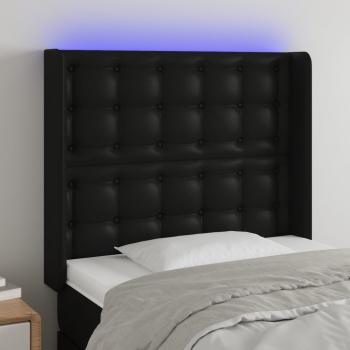 ARDEBO.de - LED Kopfteil Schwarz 83x16x118/128 cm Kunstleder