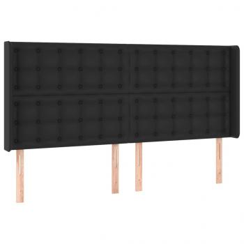 LED Kopfteil Schwarz 163x16x118/128 cm Kunstleder