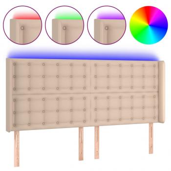 LED Kopfteil Cappuccino-Braun 163x16x118/128cm Kunstleder