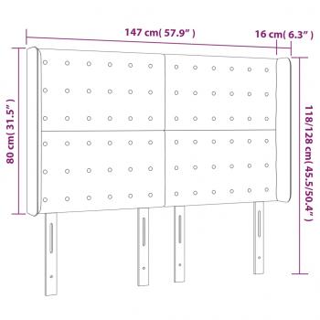 LED Kopfteil Grau 147x16x118/128 cm Kunstleder