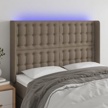 ARDEBO.de - LED Kopfteil Taupe 147x16x118/128 cm Stoff