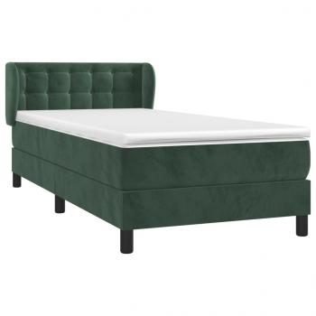 Boxspringbett mit Matratze Dunkelgrün 90x200 cm Samt