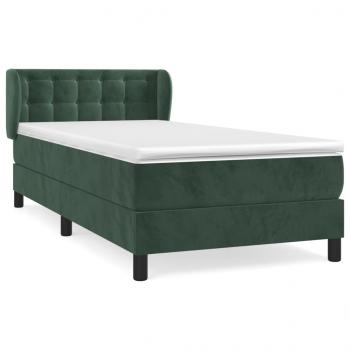 Boxspringbett mit Matratze Dunkelgrün 90x190 cm Samt