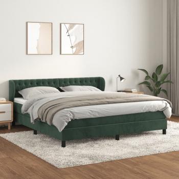 ARDEBO.de - Boxspringbett mit Matratze Dunkelgrün 160x200 cm Samt