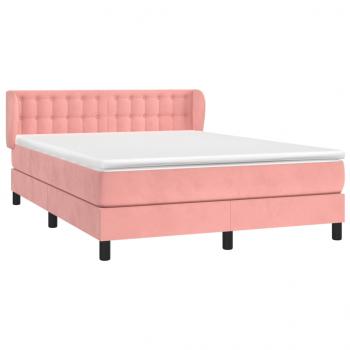 Boxspringbett mit Matratze Rosa 140x190 cm Samt