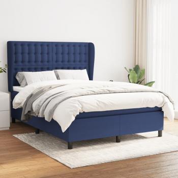 ARDEBO.de - Boxspringbett mit Matratze Blau 140x200 cm Stoff