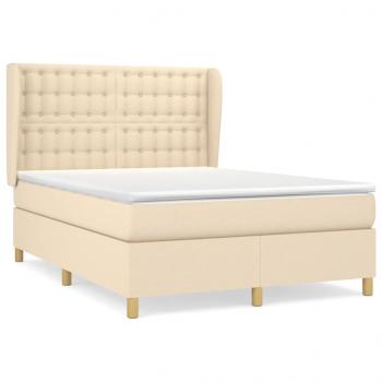 Boxspringbett mit Matratze Creme 140x190 cm Stoff