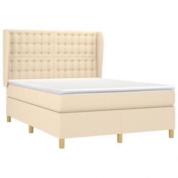 Boxspringbett mit Matratze Creme 140x190 cm Stoff