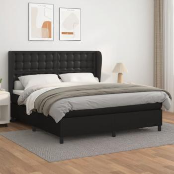 ARDEBO.de - Boxspringbett mit Matratze Schwarz 160x200 cm Kunstleder