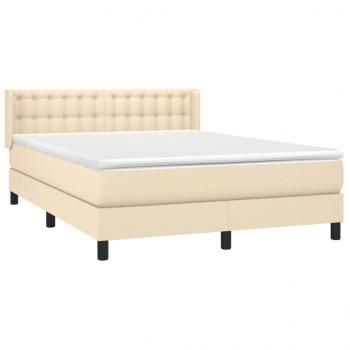 Boxspringbett mit Matratze Creme 140x200 cm Stoff