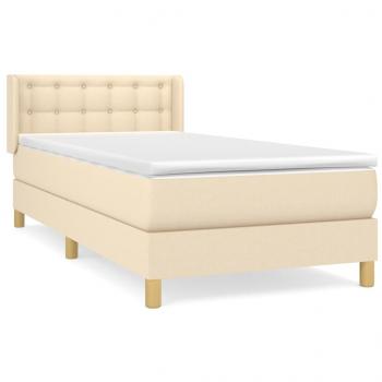 Boxspringbett mit Matratze Creme 90x200 cm Stoff