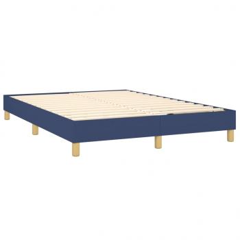 Boxspringbett mit Matratze & LED Blau 140x190 cm Stoff 