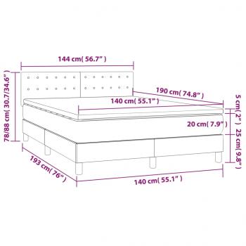 Boxspringbett mit Matratze & LED Blau 140x190 cm Stoff 