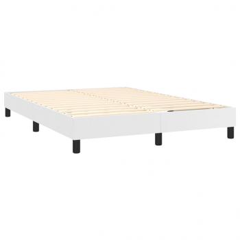 Boxspringbett mit Matratze & LED Weiß 140x190 cm Kunstleder