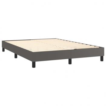 Boxspringbett mit Matratze & LED Grau 140x190 cm Kunstleder