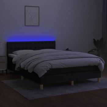 Boxspringbett mit Matratze & LED Schwarz 140x200 cm Stoff