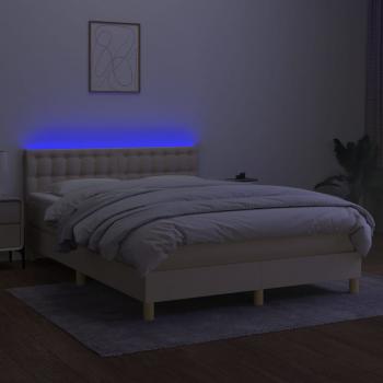 Boxspringbett mit Matratze & LED Creme 140x190 cm Stoff 