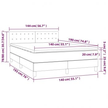 Boxspringbett mit Matratze & LED Creme 140x190 cm Stoff 