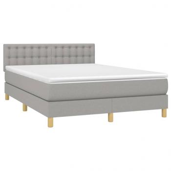 Boxspringbett mit Matratze & LED Hellgrau 140x190 cm Stoff