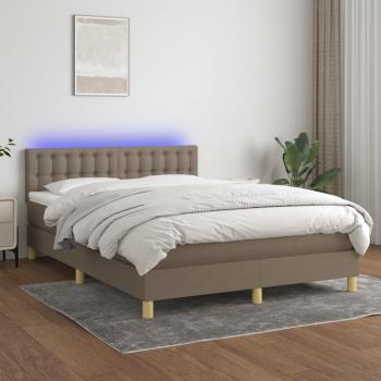 ARDEBO.de - Boxspringbett mit Matratze & LED Taupe 140x190 cm Stoff