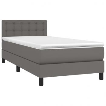 Boxspringbett mit Matratze & LED Grau 90x190 cm Kunstleder