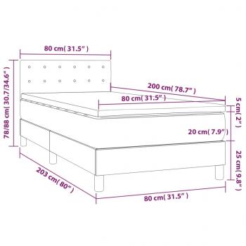 Boxspringbett mit Matratze & LED Hellgrau 80x200 cm Samt