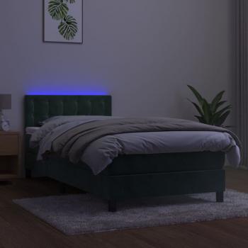 Boxspringbett mit Matratze & LED Dunkelgrün 90x200 cm Samt