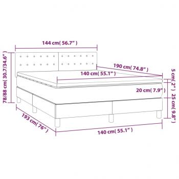 Boxspringbett mit Matratze & LED Dunkelblau 140x190 cm Samt