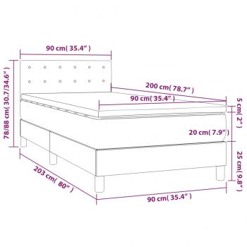 Boxspringbett mit Matratze & LED Dunkelgrau 90x200 cm Samt