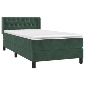 Boxspringbett mit Matratze Dunkelgrün 90x190 cm Samt