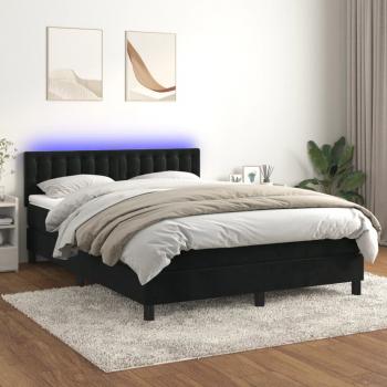 ARDEBO.de - Boxspringbett mit Matratze & LED Schwarz 140x200 cm Samt